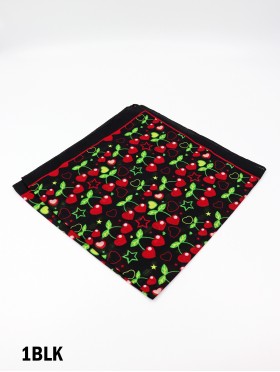 Cherries and Stars Patterned Bandana Scarf